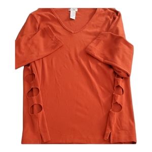 One Step Up V-Neck Cut-Out Sided Top Sz 2X